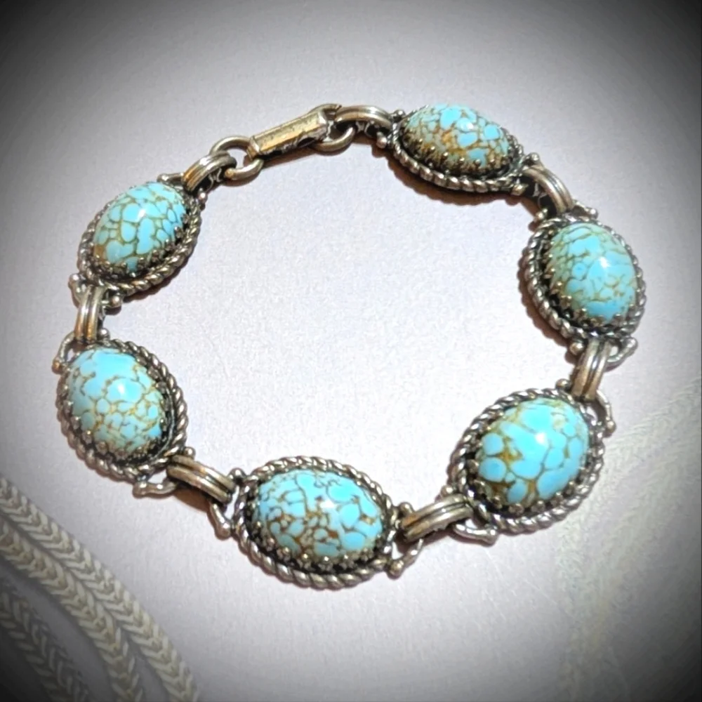 RARE Danecraft Sterling Vintage Bracelet with HUBBELL GLASS